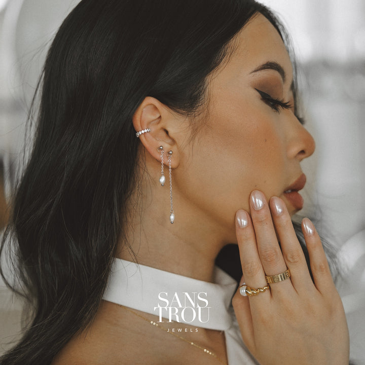 Slyvie Pearl Clip-On Earrings - Silver