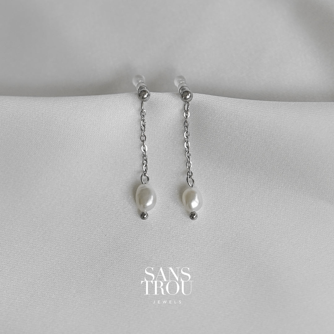 Slyvie Petite Pearl Clip-On Earrings - Silver