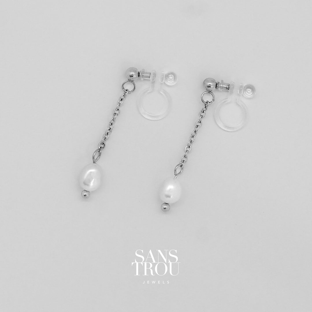 Slyvie Petite Pearl Clip-On Earrings - Silver