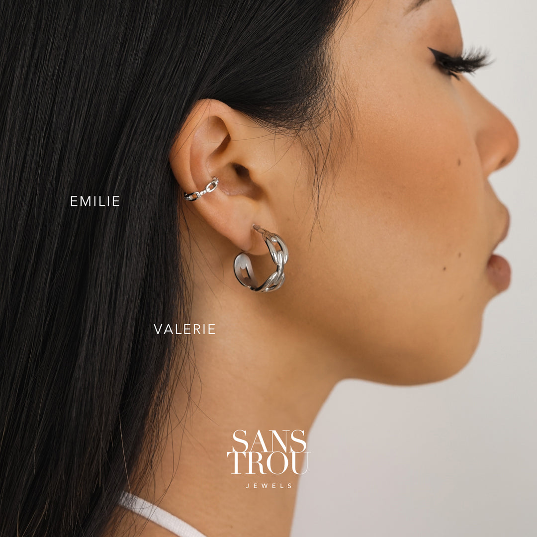 Valerie Clip-On Hoop Earrings - Silver